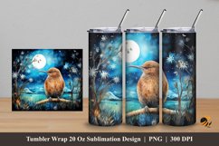 Kiwi Bird at Night Tumbler Wrap Sublimation Design 5 Product Image 1