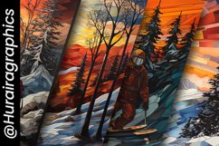 Stained Glass Skier Digital Papers Bundle Product Image 5