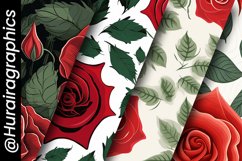 Flat Roses Digital Papers - 04 Variations Product Image 5
