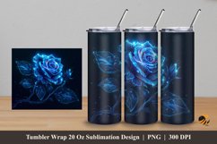 Fantasy Blue Rose Tumbler Wrap Sublimation Design 5 Product Image 1