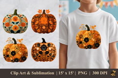 Pumpkin Floral DTF Sublimation Clipart Design Product Image 1