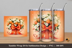Bouquet Orange And Flower Tumbler Wrap Sublimation Design 5 Product Image 1