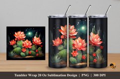 Beauty Cactus Tumbler Wrap Sublimation Design 5 Product Image 1