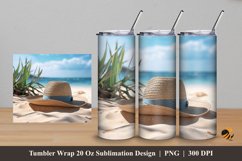 Beach Hat Tumbler Wrap Sublimation Design 5 Product Image 1