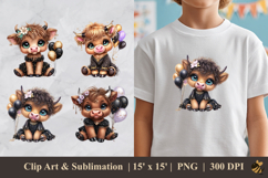 Highland Cow Girl DTF Sublimation Clipart Design Product Image 1