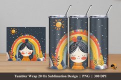 Girl And Rainbow Tumbler Wrap Sublimation Design 5 Product Image 1