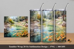 River Bank Tumbler Wrap Sublimation Design 5 Product Image 1