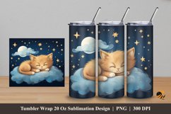 Cute Cat Sleep Tumbler Wrap Sublimation Design 5 Product Image 1