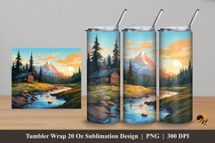 Cabin Forest Tumbler Wrap Sublimation Design 5 Product Image 1