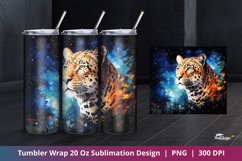Leopard Starry Night Watercolor Tumbler Wrap Sublimation 5 Product Image 1