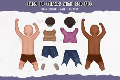 Family clipart with separated skin, Family illustration PNG Product Image 4