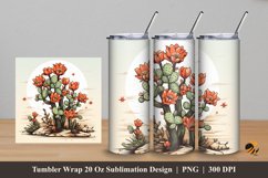 Retro Cactus Tumbler Wrap Sublimation Design 5 Product Image 1