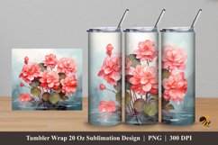 Begonia Flower Tumbler Wrap Sublimation Design 5 Product Image 1