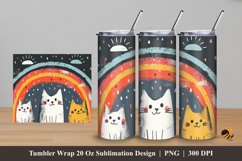 Rainbow And Cat Tumbler Wrap Sublimation Design 5 Product Image 1