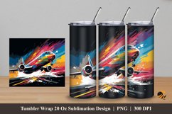 Colorful Plane Tumbler Wrap Sublimation Design 5 Product Image 1