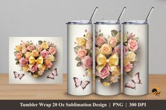 Butterfly Ribbon Rose Tumbler Wrap Sublimation Design 5 Product Image 1