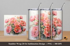 Painting Blossom Flower Tumbler Wrap Sublimation Design 5 Product Image 1
