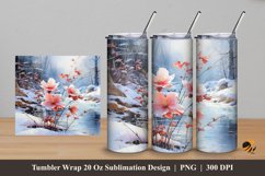 Winter Flower Tumbler Wrap Sublimation Design 5 Product Image 1