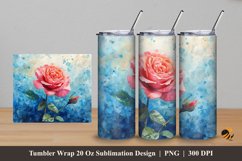 Rose Blooms Tumbler Wrap Sublimation Design 5 Product Image 1