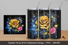 Yellow Rose Effect Tumbler Wrap Sublimation Design 5 Product Image 1
