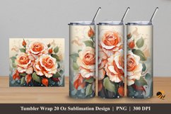 Rose Cream Orange Tumbler Wrap Sublimation Design 5 Product Image 1