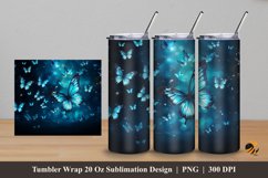 Blues Butterfly Tumbler Wrap Sublimation Design 5 Product Image 1