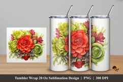 Red Lettuce Tumbler Wrap Sublimation Design 5 Product Image 1