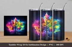 Colorful Maple Tree Tumbler Wrap Sublimation Design 5 Product Image 1