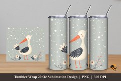 Cute Stork Tumbler Wrap Sublimation Design 5 Product Image 1