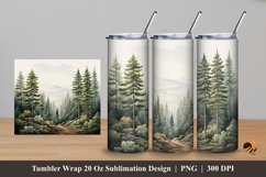 Pine Forest Tumbler Wrap Sublimation Design 5 Product Image 1