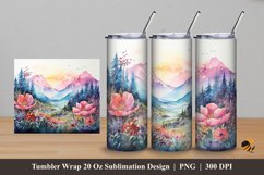 Mountain View Tumbler Wrap Sublimation Design 5 Product Image 1