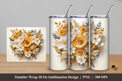 Mustard Floral Bouquet Tumbler Wrap Sublimation Design 5 Product Image 1