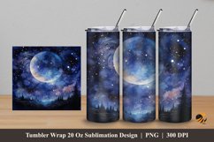 Moon and Starry Night Tumbler Wrap Sublimation Design 5 Product Image 1