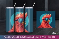 Cool Chicken Tumbler Wrap Sublimation Design 5 Product Image 1