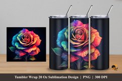 Rose Neon Tumbler Wrap Sublimation Design 5 Product Image 1