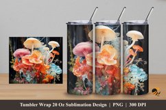 Colorful Mushroom Tumbler Wrap Sublimation Design 5 Product Image 1