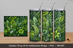 Green Fern Tumbler Wrap Sublimation Design 5 Product Image 1