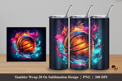 Colorful Basket Ball Tumbler Wrap Sublimation Design 5 Product Image 1
