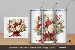 Ribbon Floral Bouquet Tumbler Wrap Sublimation Design 5 Product Image 1