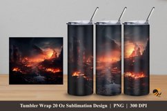 Burning Fire Tumbler Wrap Sublimation Design 5 Product Image 1