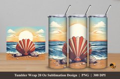 Retro shell Tumbler Wrap Sublimation Design 5 Product Image 1