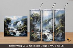 Jungle Waterfall Tumbler Wrap Sublimation Design 5 Product Image 1