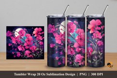 Starry Flower Tumbler Wrap Sublimation Design 5 Product Image 1
