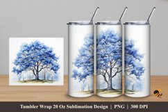 Blue Trees Tumbler Wrap Sublimation Design 5 Product Image 1