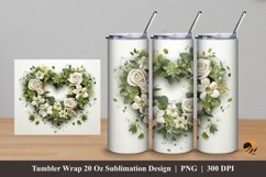 Green Valentine Wreath Tumbler Wrap Sublimation Design 5 Product Image 1