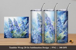 Delphinium Flowers Tumbler Wrap Sublimation Design 5 Product Image 1