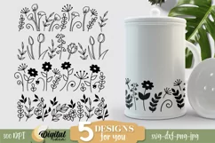 Glass Can. Flower silhouette svg. Botanical SVG. Flowers svg Product Image 1