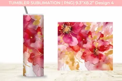 Ink Tumbler With Flowers and Gold Sublimation PNG Product Image 5
