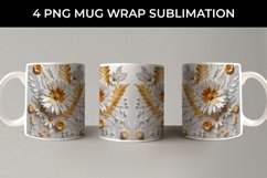 3D white Calendula Flowers Mug Sublimation PNG Product Image 5
