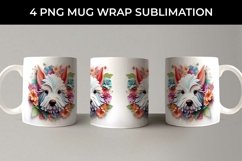 3D Floral Fantasy Westie Mug Sublimation PNG Product Image 5